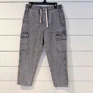 GAP Denim Easy Jean Cargo Joggers Gray Acid Wash S